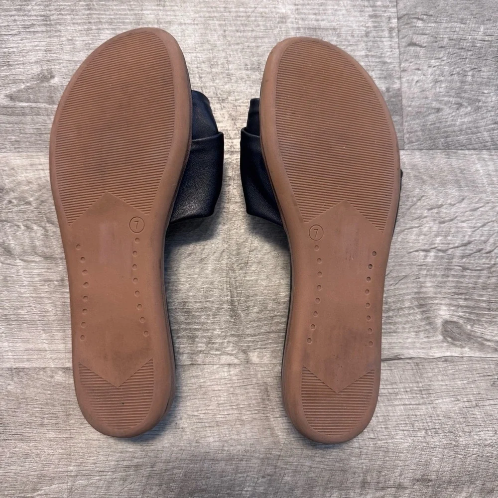 Joie Cecilia Knotted Slip On Sandal Black Leather Womens Sz. 7